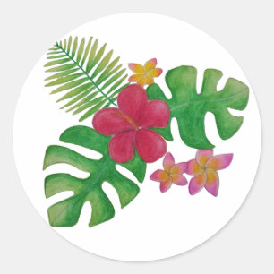 Tropical flower classic round sticker