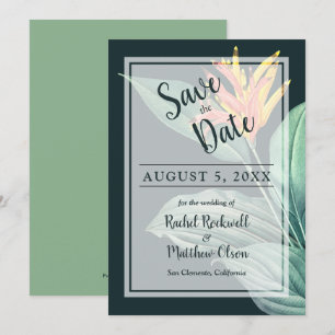 Tropical Flower Elegant Wedding Save the Date
