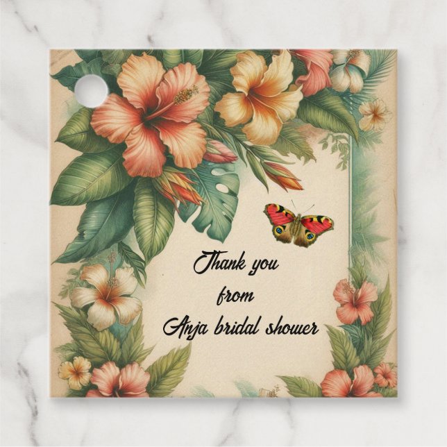 Tropical Flower Favour Tags (Front)