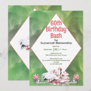Tropical Flower & Flamingo Custom Celebration Invitation