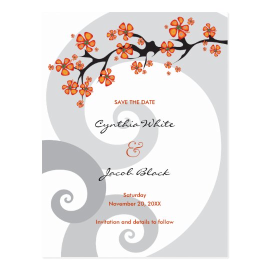 Tropical Flower Fusion Swirl Save Date Postcard