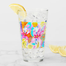 Tropical Flower Glass Tumbler