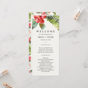 Tropical Flower Greenery Wedding Program