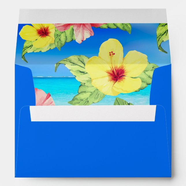 Tropical Flower Hibiscus Beach Aloha Envelope (Back (Bottom))