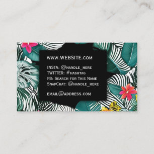 Tropical Flower Jungle Leaf Professional Executive Business Card