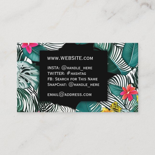 Tropical Flower Jungle Leaf Professional Executive Business Card (Front)