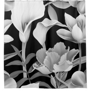 Tropical Flower Leaf: Seamless Pattern Shower Curtain