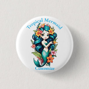 Tropical Flower Mermaid Thunder_Cove 3 Cm Round Badge