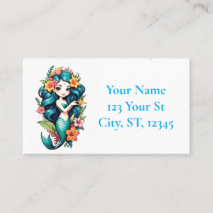 Tropical Flower Mermaid Thunder_Cove Business Card