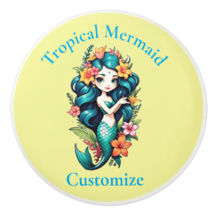 Tropical Flower Mermaid Thunder_Cove Ceramic Knob