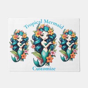 Tropical Flower Mermaid Thunder_Cove Doormat