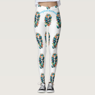 Tropical Flower Mermaid Thunder_Cove Leggings