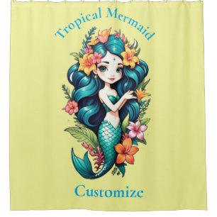 Tropical Flower Mermaid Thunder_Cove Shower Curtain