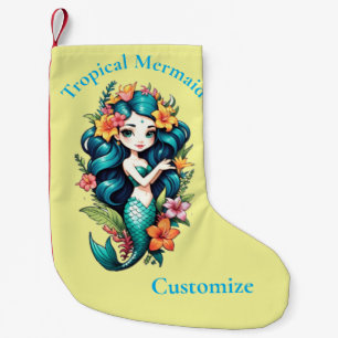 Tropical Flower Mermaid Thunder_Cove Small Christmas Stocking