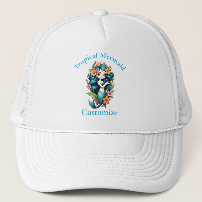 Tropical Flower Mermaid Thunder_Cove Trucker Hat (Front)