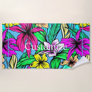 Tropical Flower Mix Thunder_Cove Beach Towel