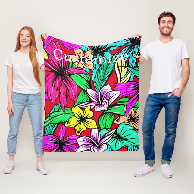 Tropical Flower Mix Thunder_Cove Fleece Blanket (In Situ)