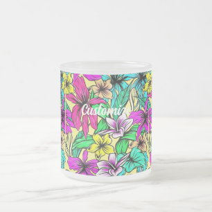 Tropical Flower Mix Thunder_Cove Frosted Glass Coffee Mug