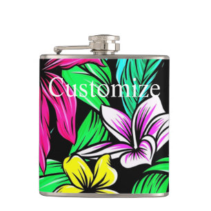 Tropical Flower Mix Thunder_Cove Hip Flask