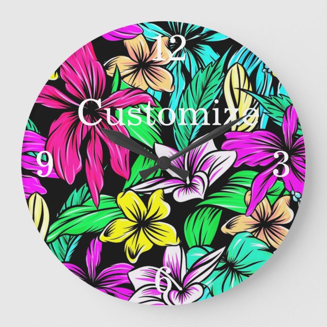 Tropical Flower Mix Thunder_Cove Large Clock (Front)