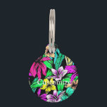 Tropical Flower Mix Thunder_Cove Pet Tag<br><div class="desc">A colourful blend of various tropical or jungle flowers to customise,  personalise by changing to your name</div>