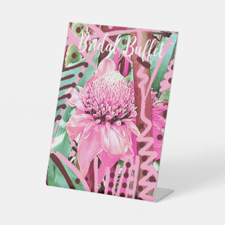 Tropical Flower of Life Wedding Bridal Buffet Pedestal Sign