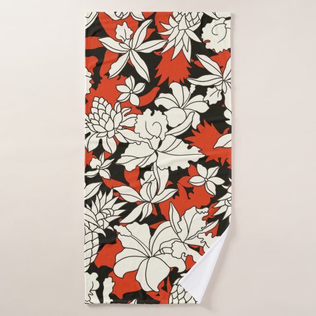 Tropical flower pattern bath towel (Bath Towel)
