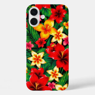 Tropical Flower Pattern iPhone 16 Plus Case