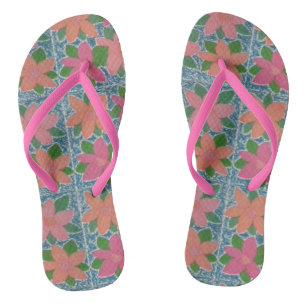 Tropical Flower Pattern Flip Flops