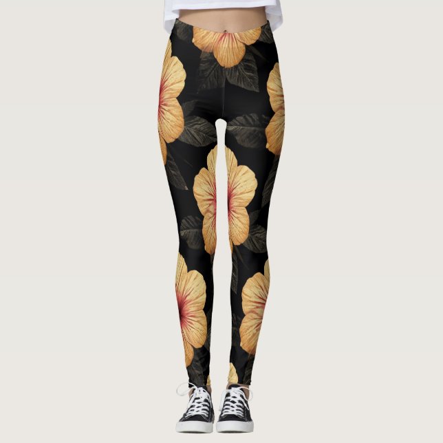 Tropical Flower Pattern Leggings (Front)