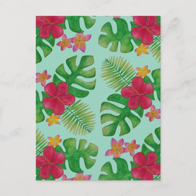 Tropical flower pattern postcard (Front)