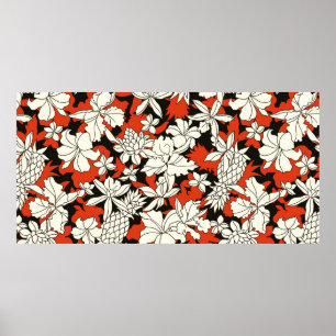 Tropical flower pattern poster