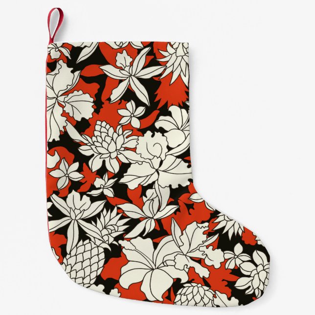 Tropical flower pattern small christmas stocking (Front)
