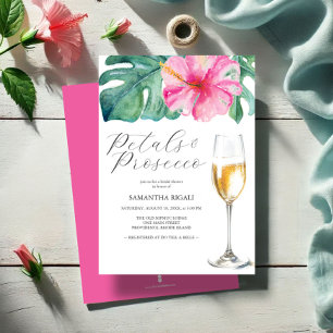 Tropical Flower Petals & Prosecco Bridal Shower Invitation