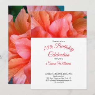 Tropical Flower Photo 70th Birthday Party Invitation