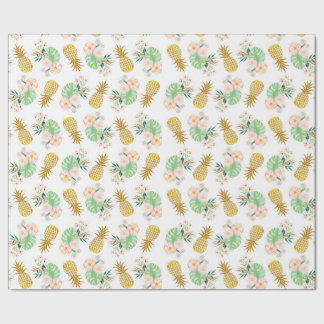 Tropical Flower Pineapple Wrapping Paper