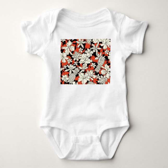 Tropical Flower Seamless Exotic Pattern Baby Bodysuit (Front)