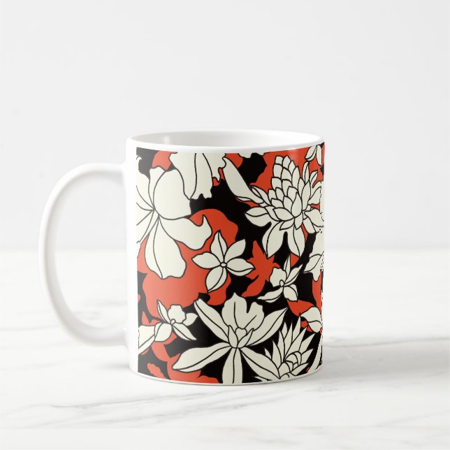 Tropical Flower Seamless Exotic Pattern Coffee Mug (Left)