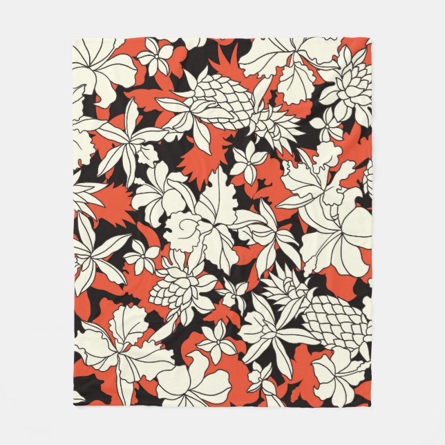 Tropical Flower Seamless Exotic Pattern Fleece Blanket (Front)