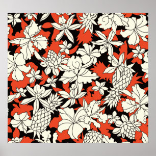 Tropical Flower Seamless Exotic Pattern Poster