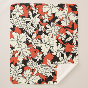 Tropical Flower Seamless Exotic Pattern Sherpa Blanket