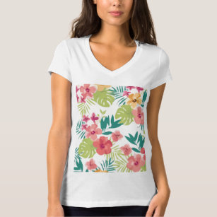Tropical Flower Vector Pattern T-Shirt