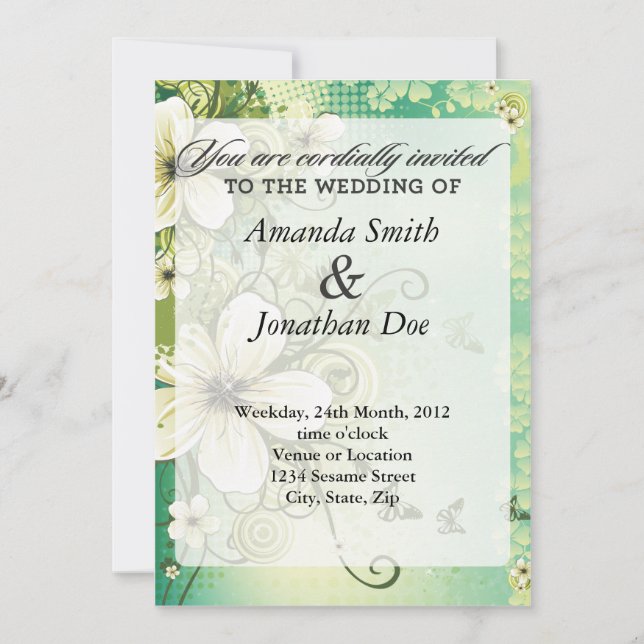 Tropical Flower Wedding Invitation (Front)