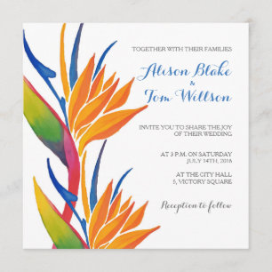Tropical flower wedding invitation