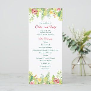 Tropical Flower Wedding Program - Hibiscus & Palm