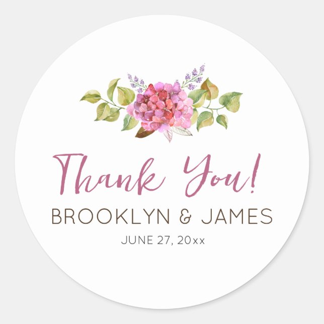 Tropical Flower Wedding Stickers Round (Front)