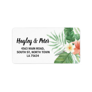 Tropical Flowers Address Labels Stickers Wedding