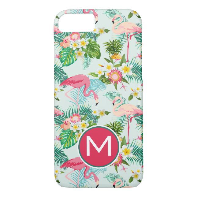 Tropical Flowers And Birds | Add Your Initial Case-Mate iPhone Case (Back)
