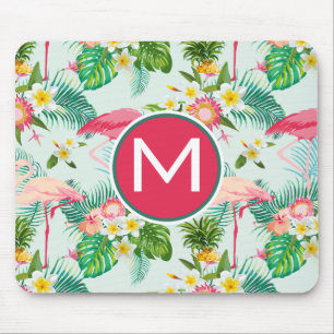 Tropical Flowers And Birds   Add Your Initial Mouse Mat