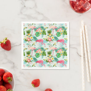 Tropical Flowers And Birds Napkin